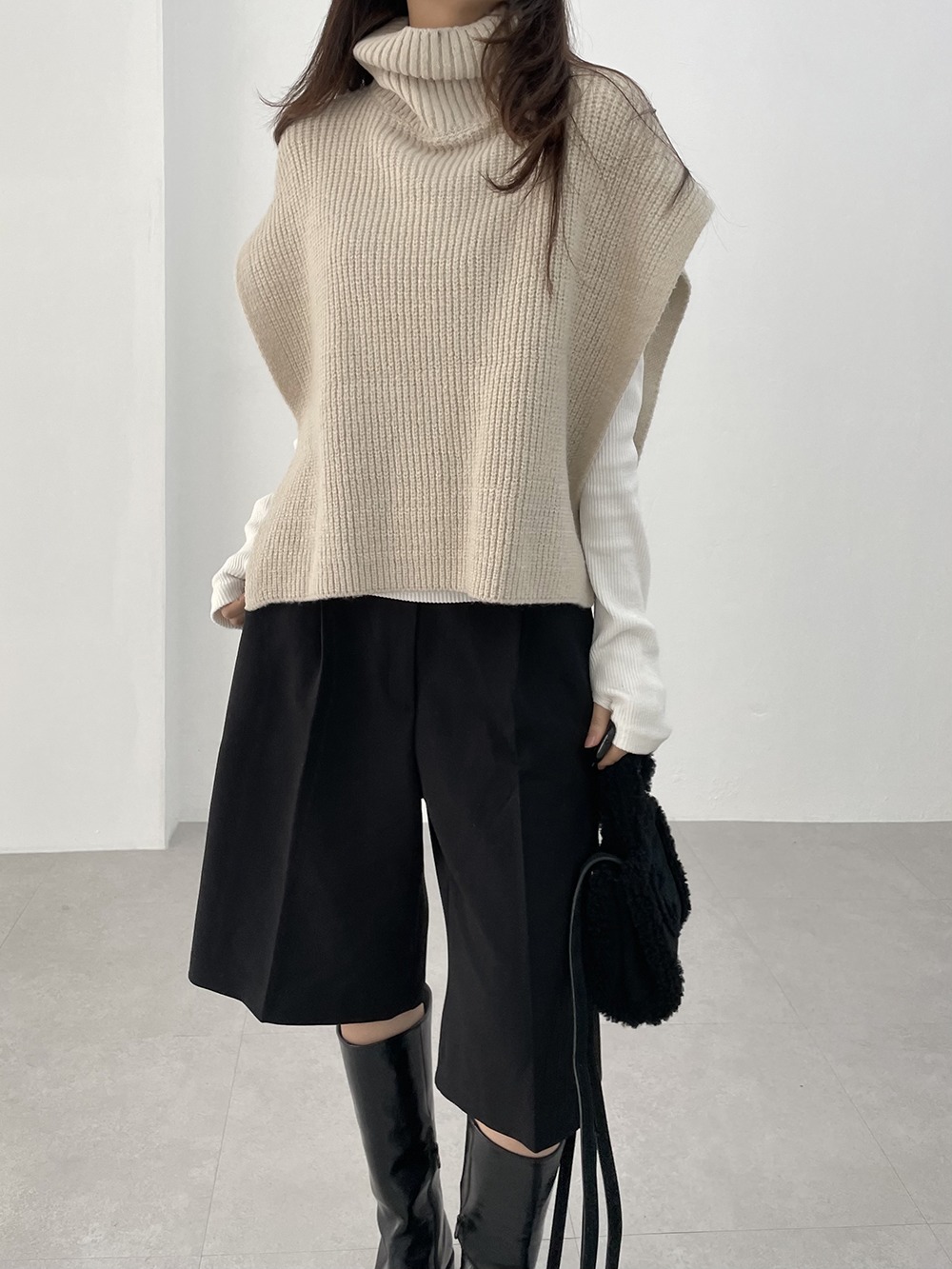 knit pola vest (4color)