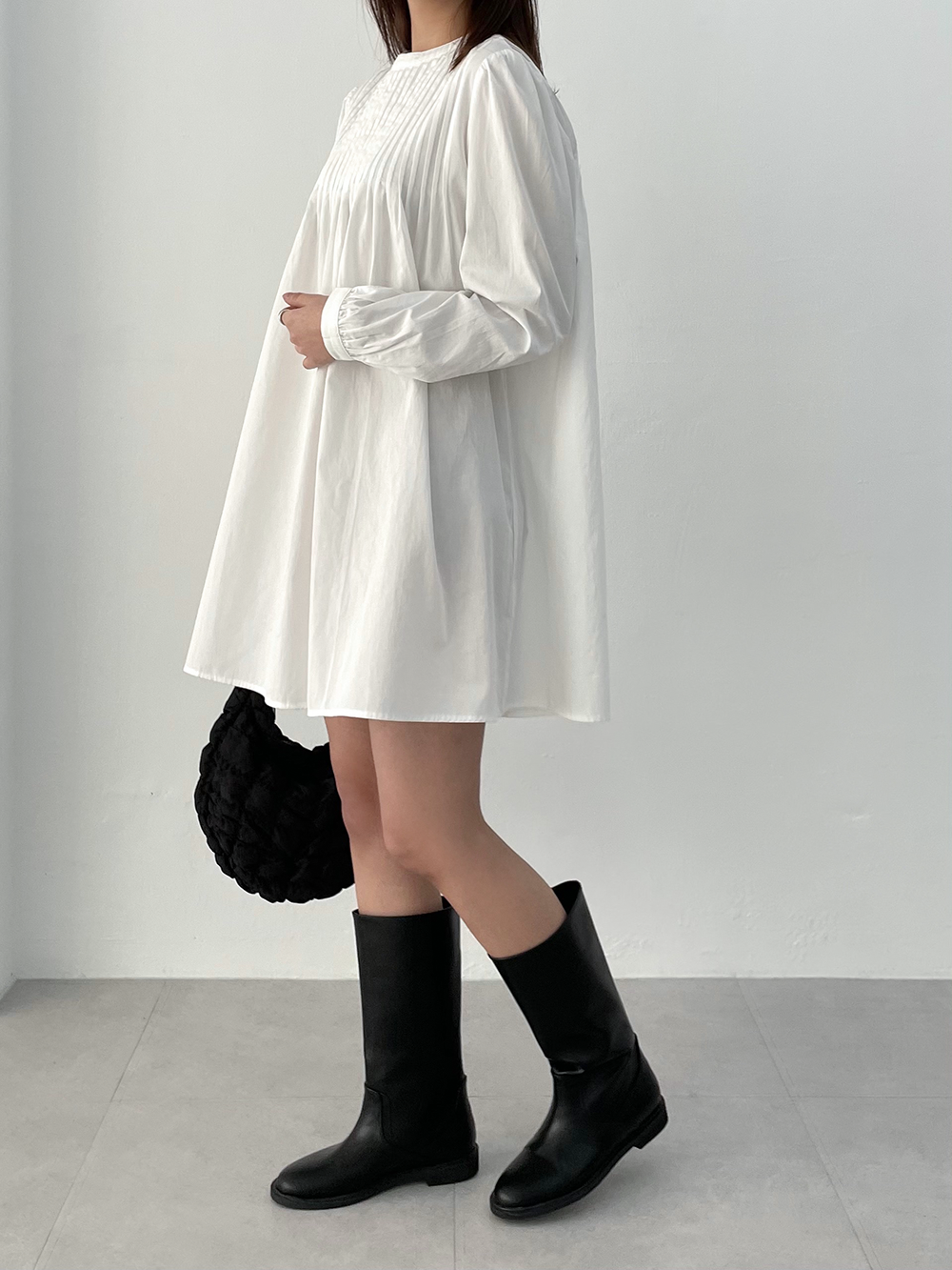 pleated shirt dress (2color)