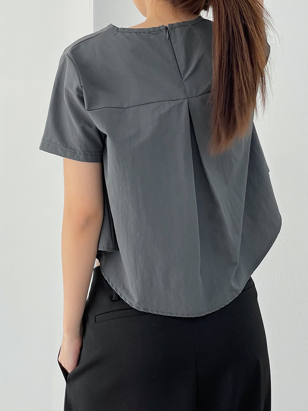 nylon a-line blouse (2color)