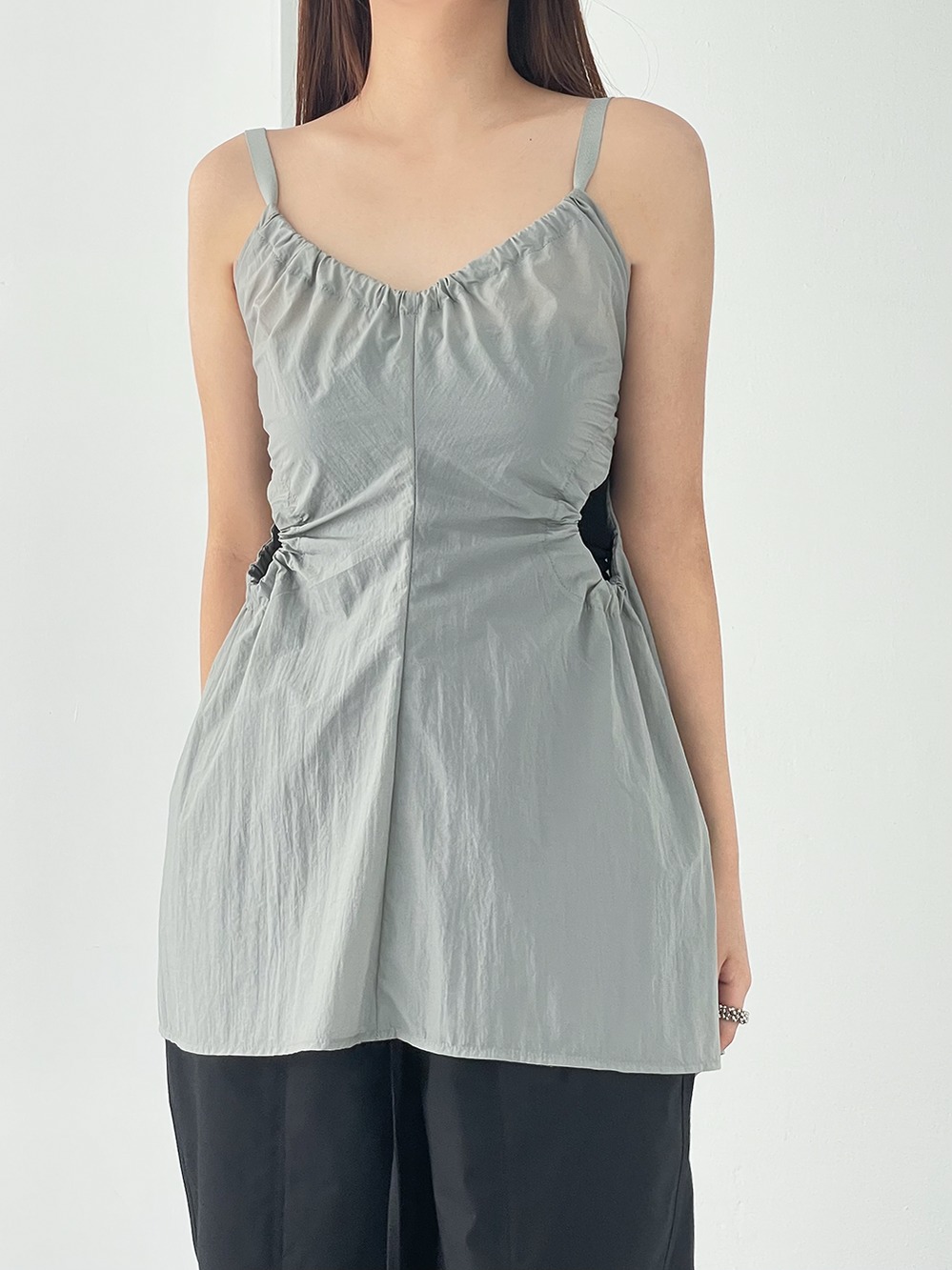 cut-out nylon layered dress (2color)