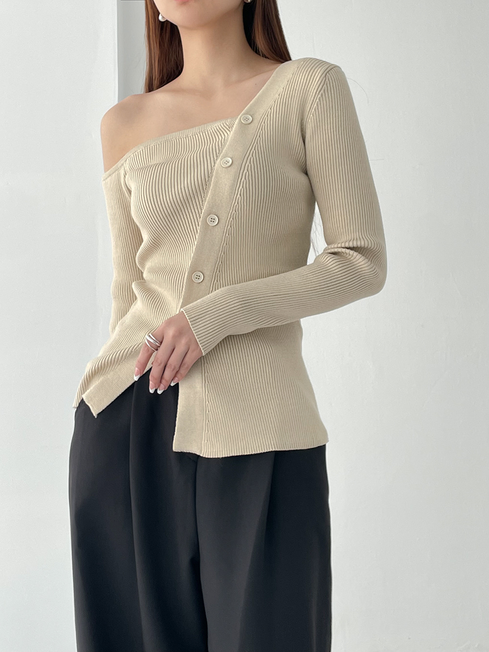 shoulder button knit (3color)