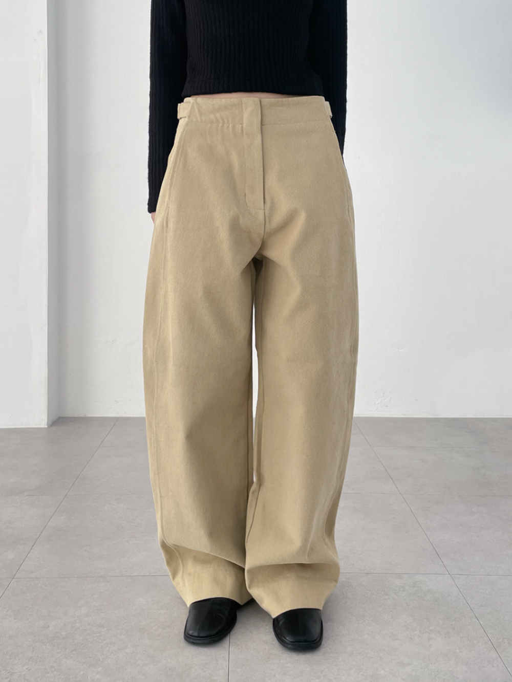 flap curved pants (3color)