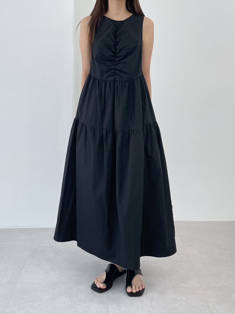 cotton shirring sleeveless dress (2color)