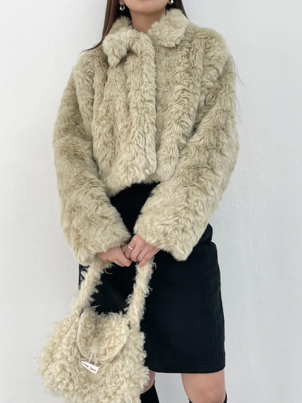 soft collar fur jacket (2color)