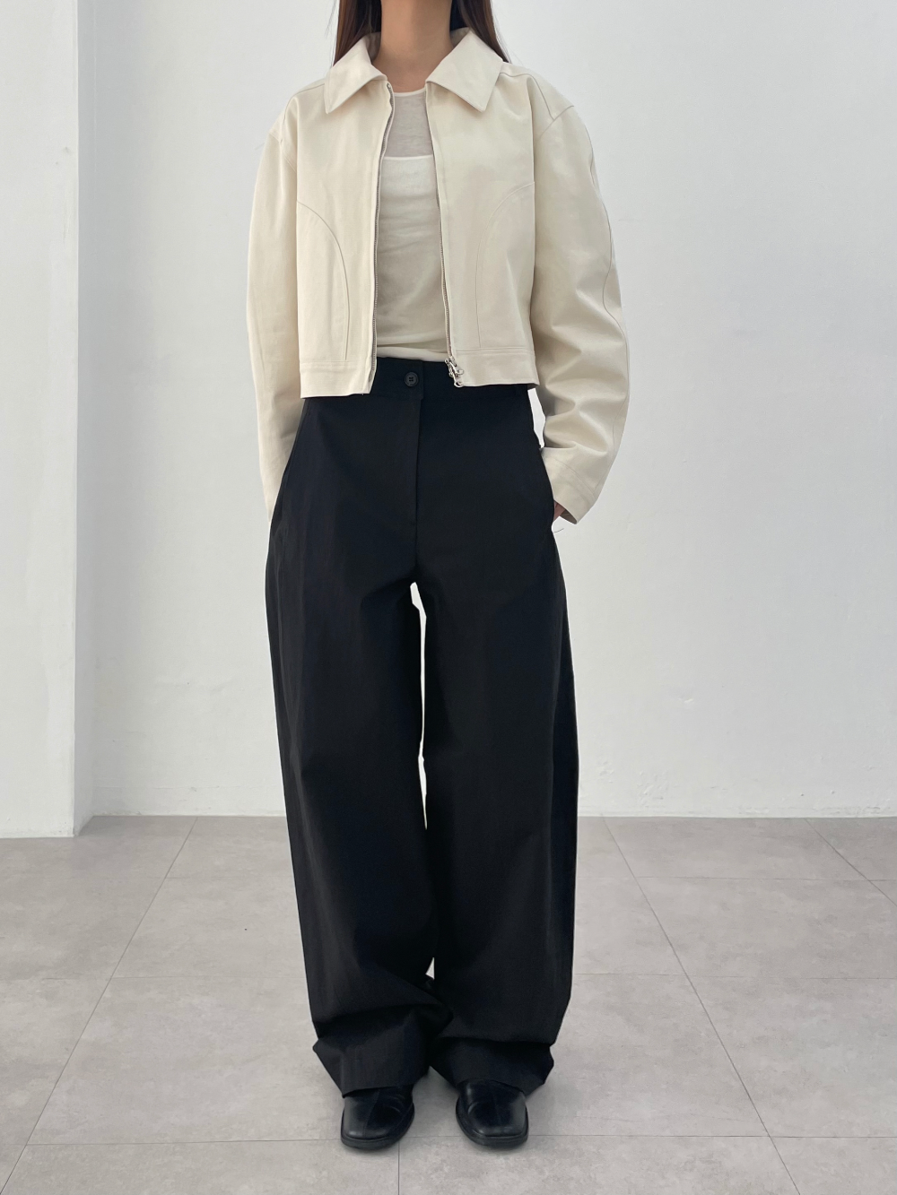 nylon pocket curved pants (2color)