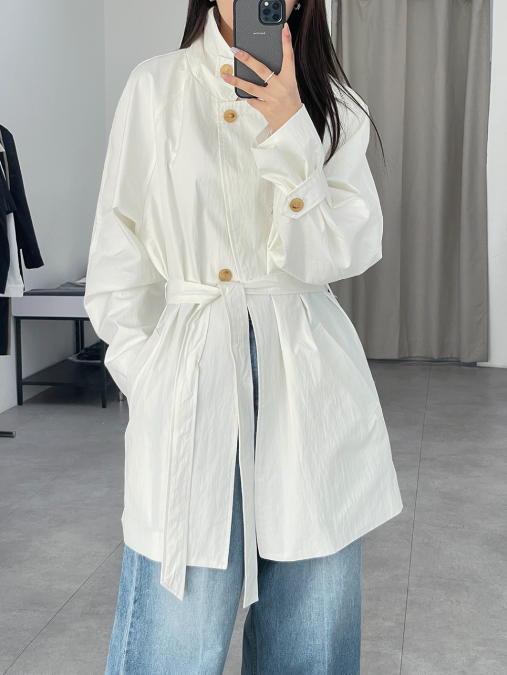 high-neck half trench jacket (2color)