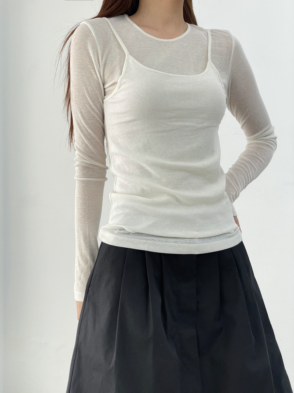 soft tencel layered top (2color)