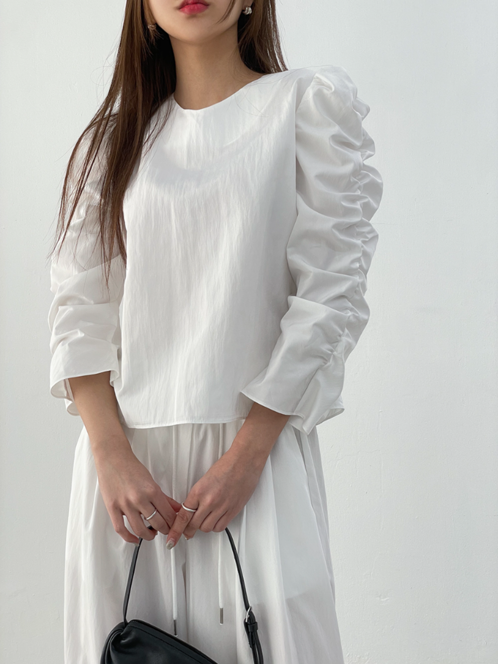 shirring sleeve blouse (2color)