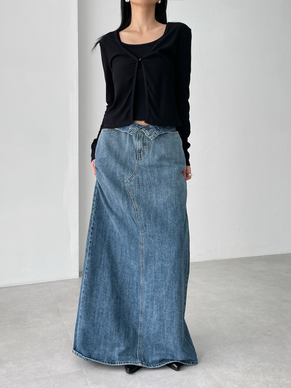 over maxi denim skirts (2color)