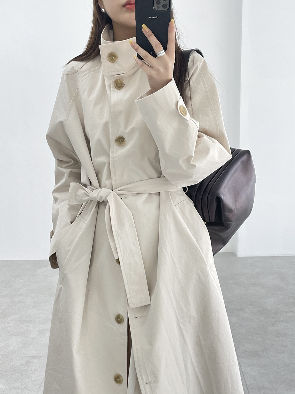 high-neck trench coat (3color)