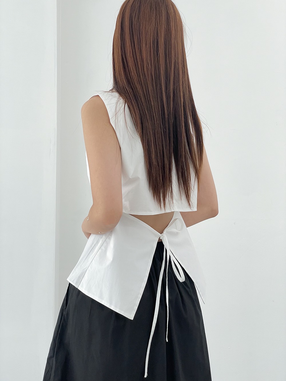 cotton square sleeveless blouse (3color)