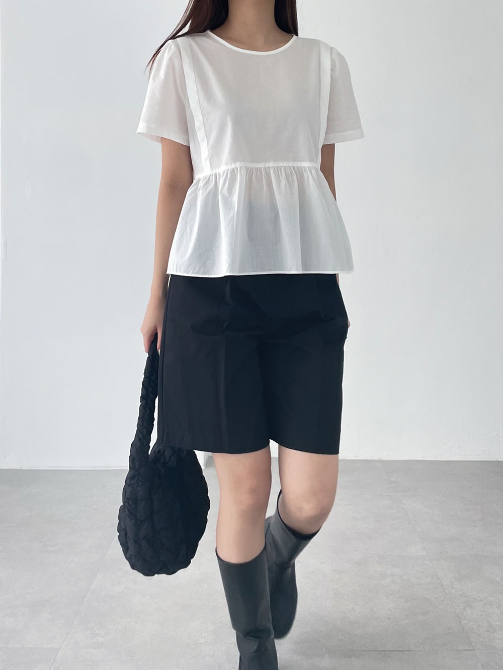 cotton shirring blouse (2color)