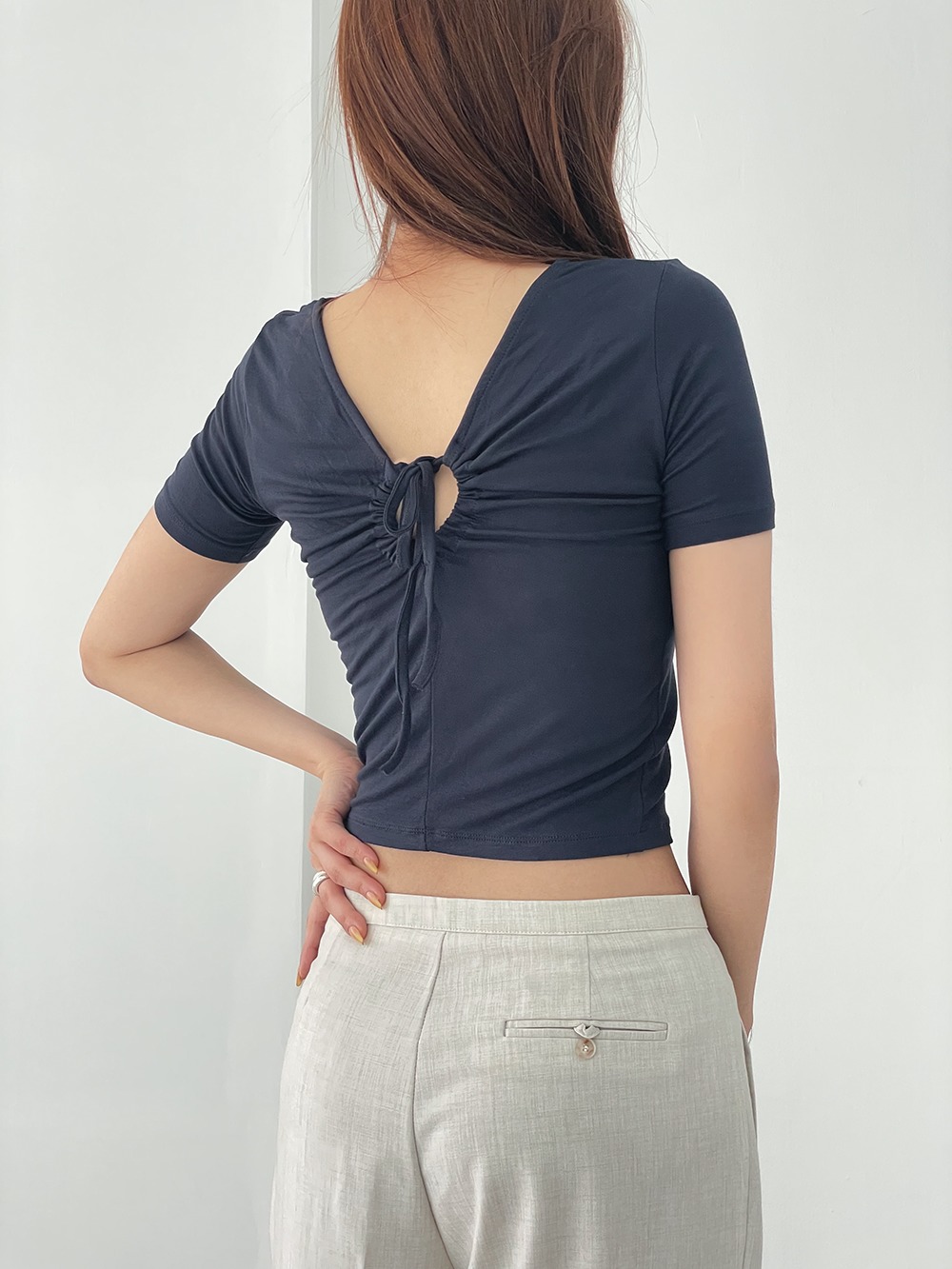 soft back shirring tee (3color)
