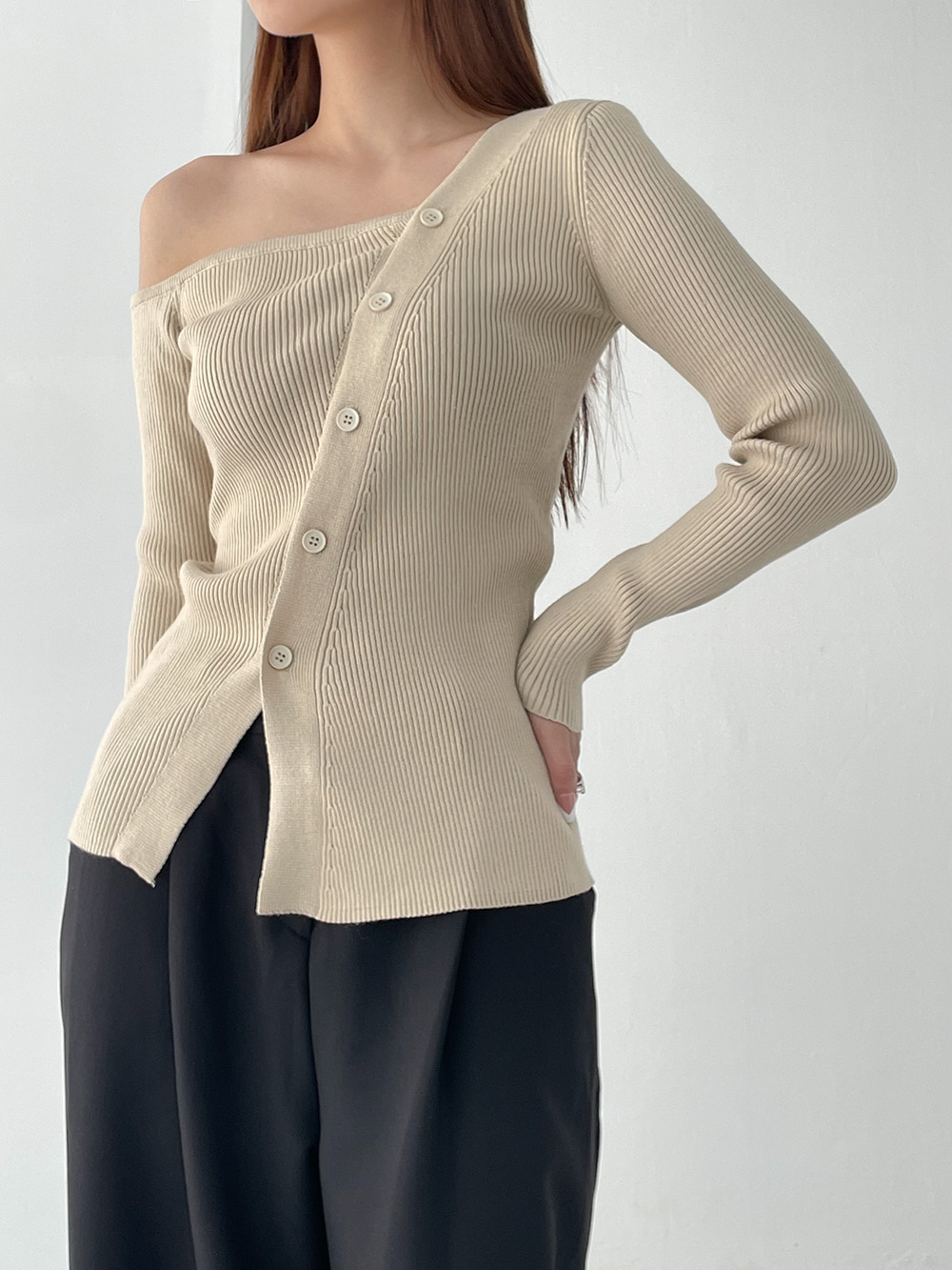 shoulder button knit (3color)