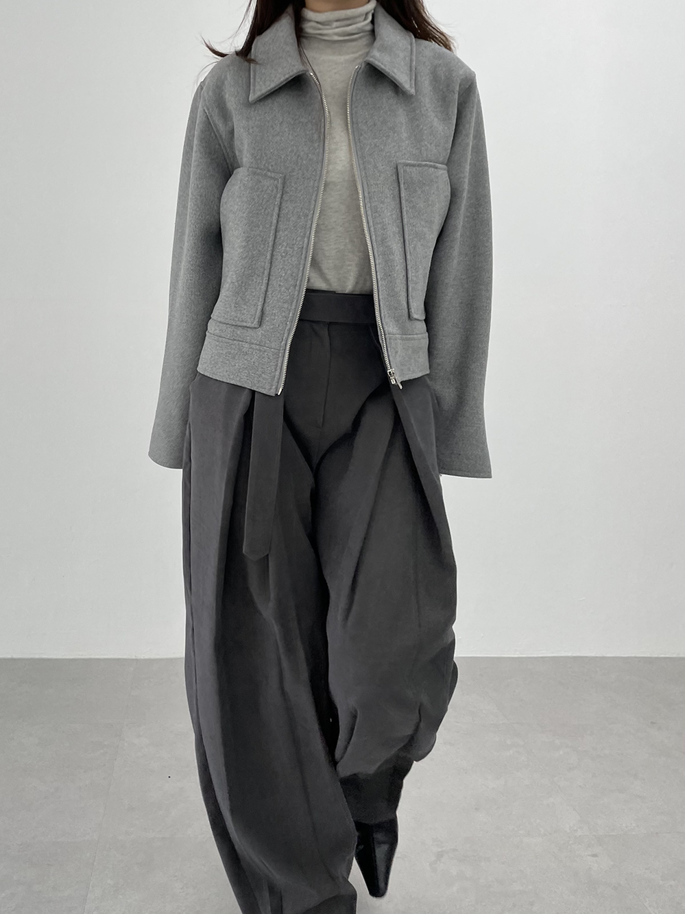 wool zip-up jacket (2color)
