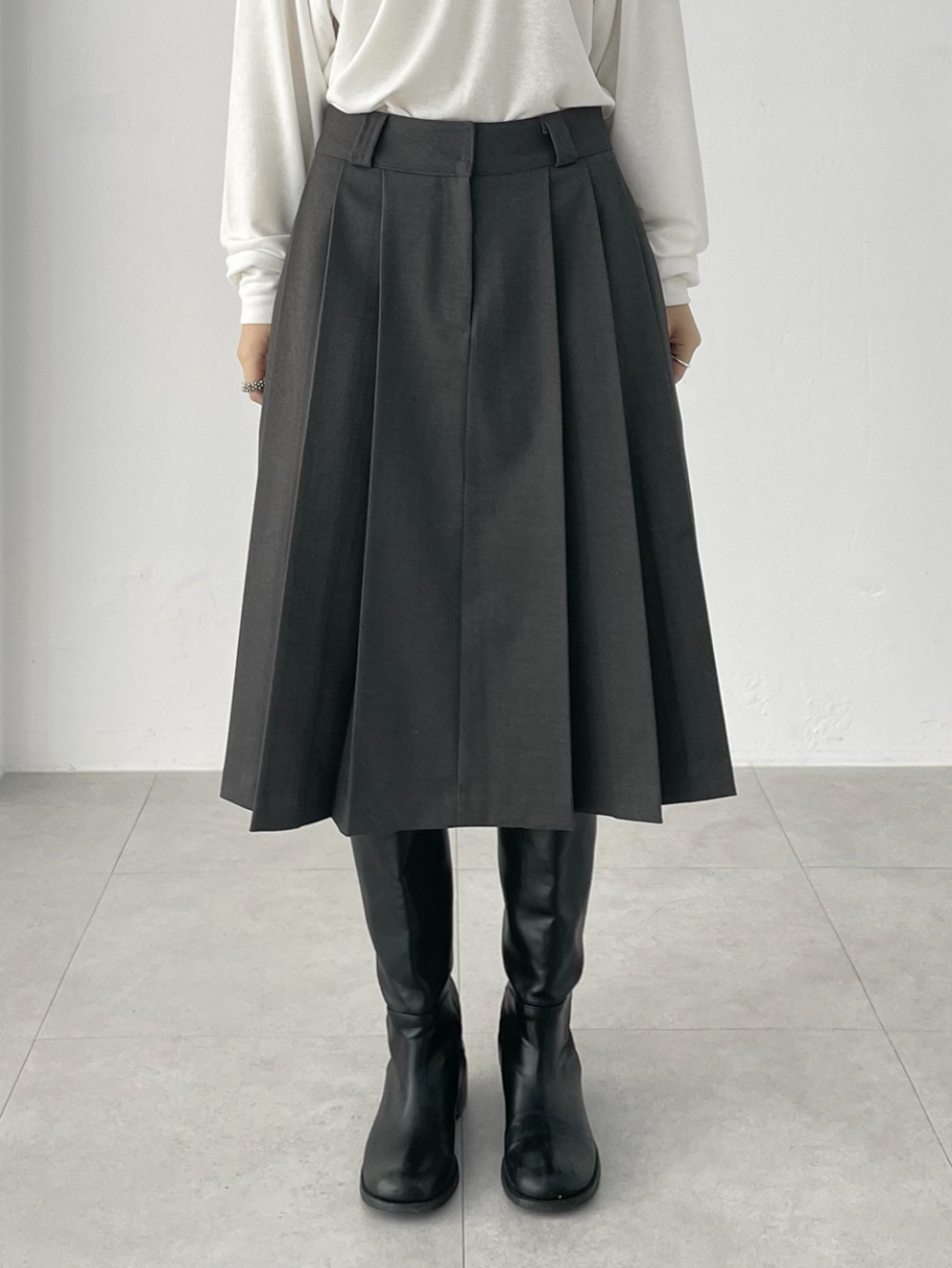 regular midi pleated skirts (2color)