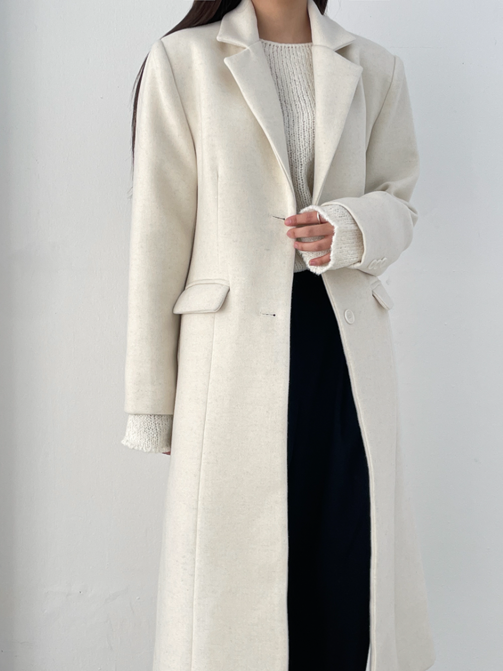 wool 40) single waisted long coat (2color)
