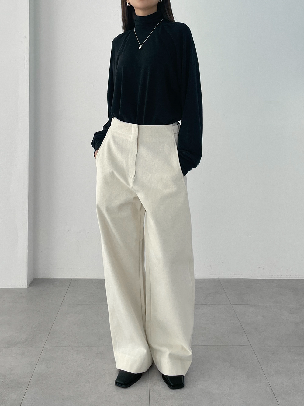 flap curved pants (3color)