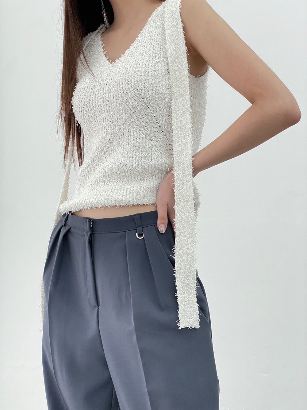 boucle strap sleeveless (2color)