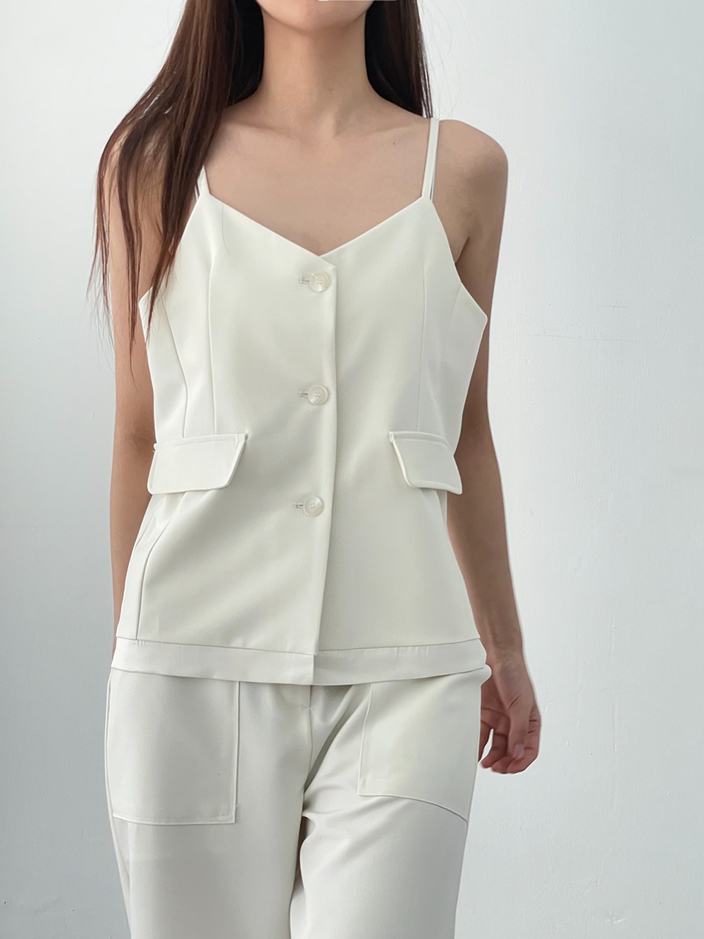 may button sleeveless (2color)