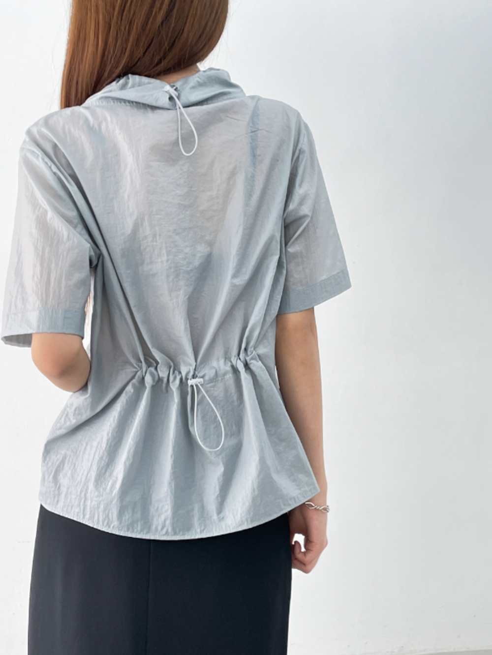 nylon 2way string blouse (2color)
