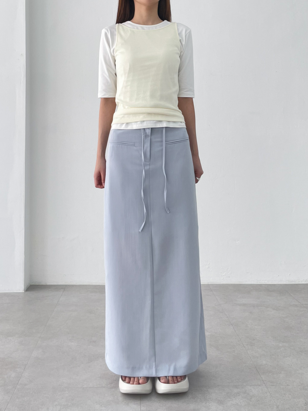 pocket maxi slit skirts (2color)