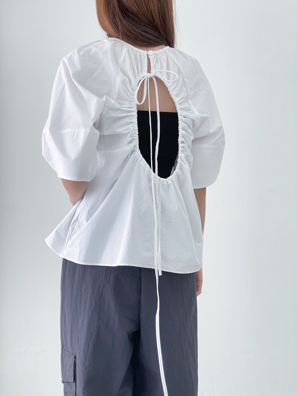back hole structural blouse (3color)