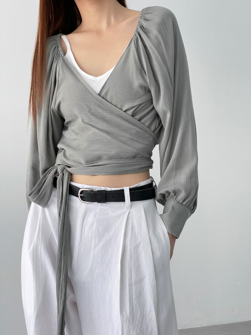 flexible wrap blouse (3color)
