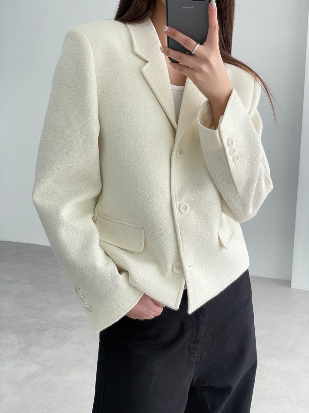 texture tweed jacket (2color)