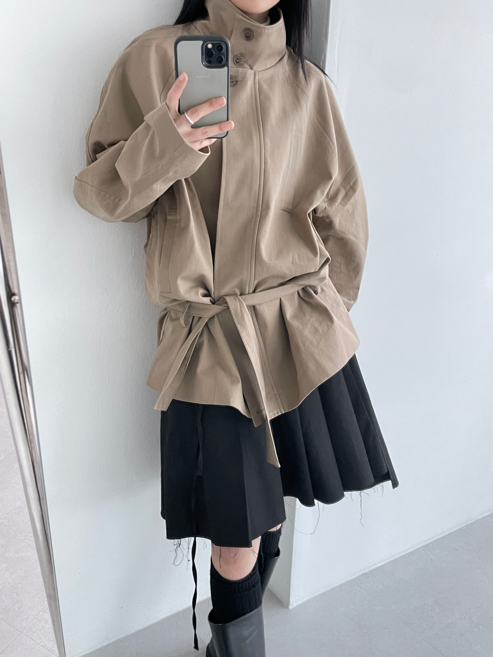 low-belted trench coat (2color)