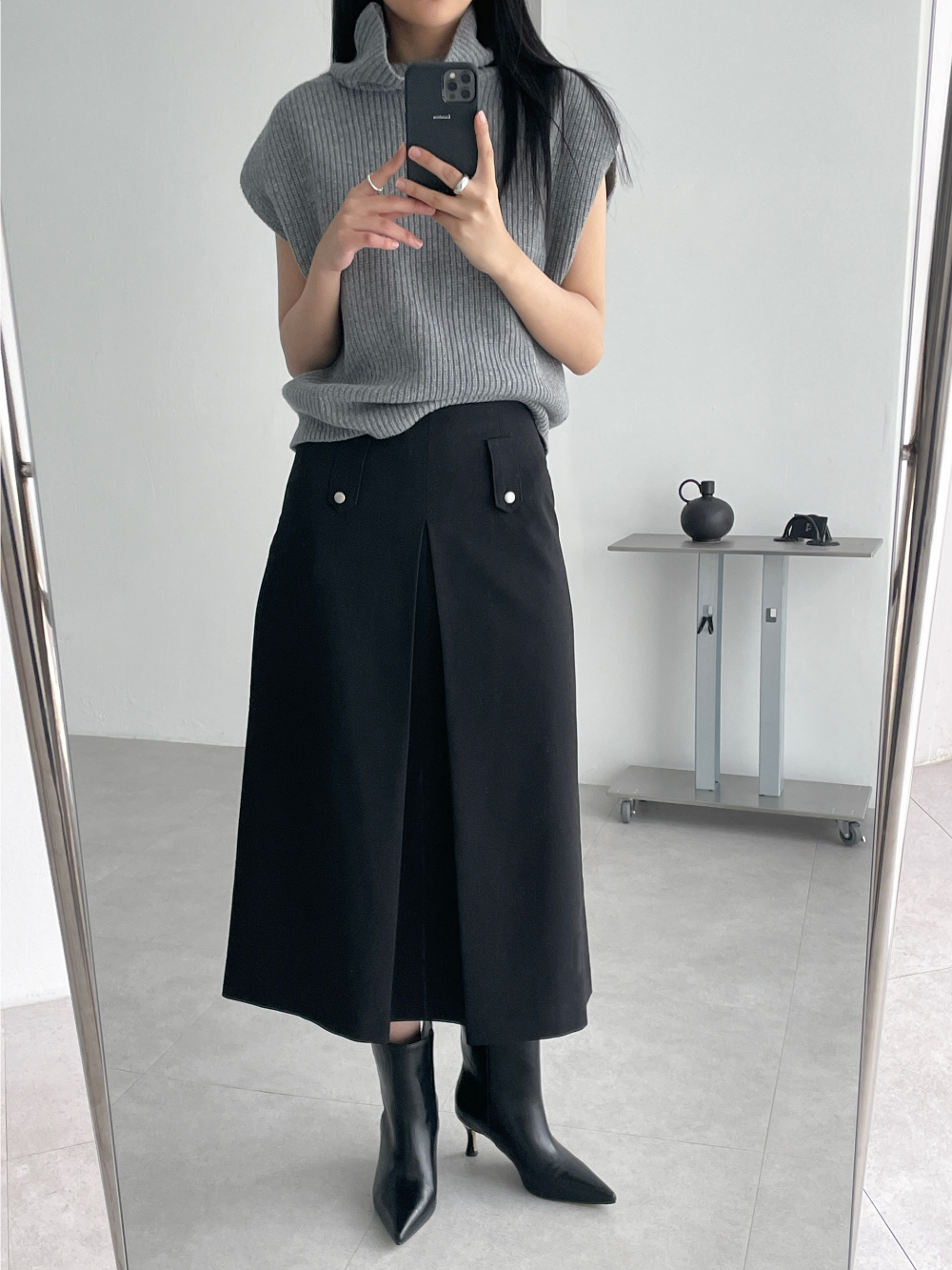 kelly belt midi skirts (2color)