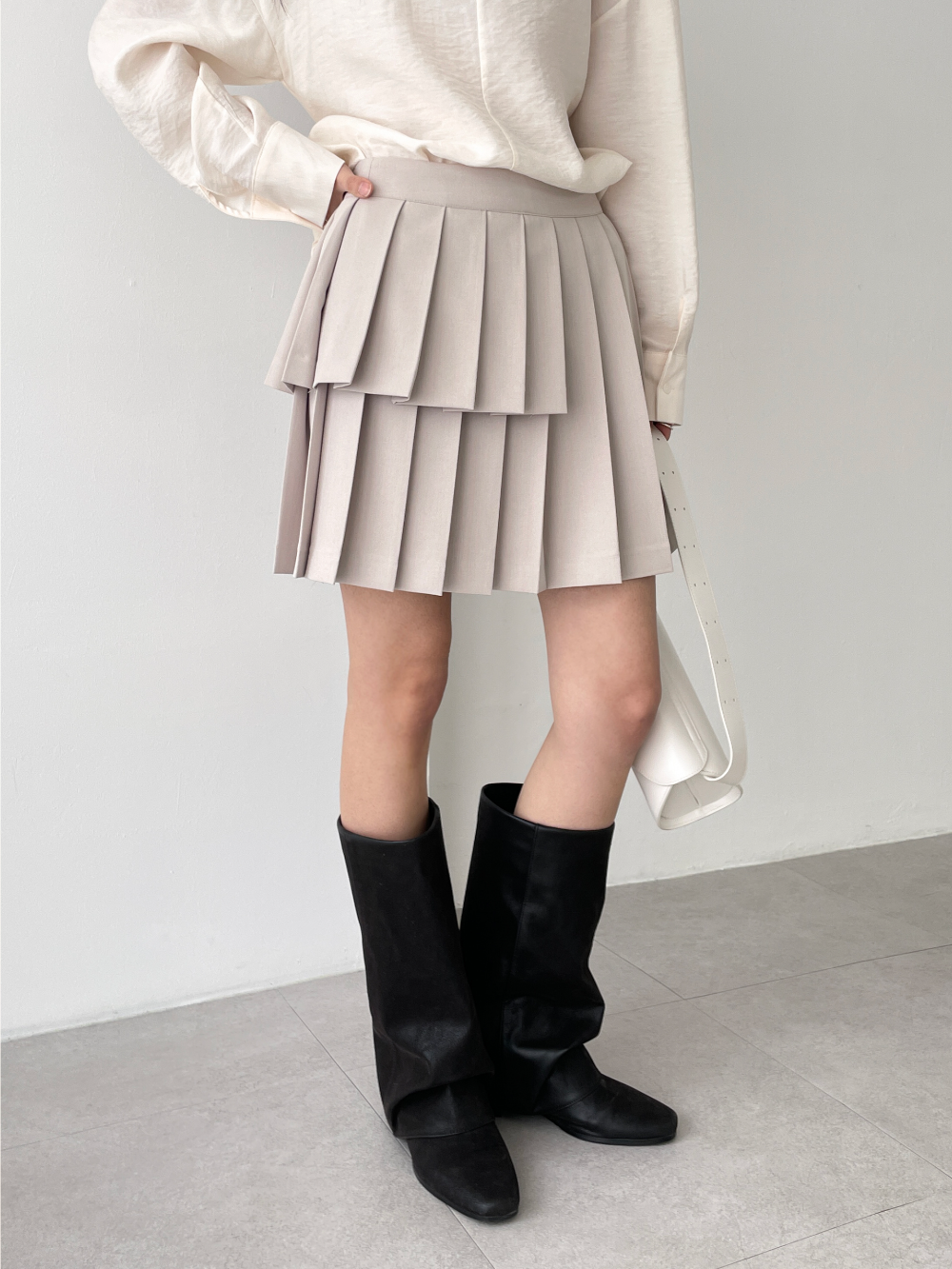 double pleated skirts (2color)