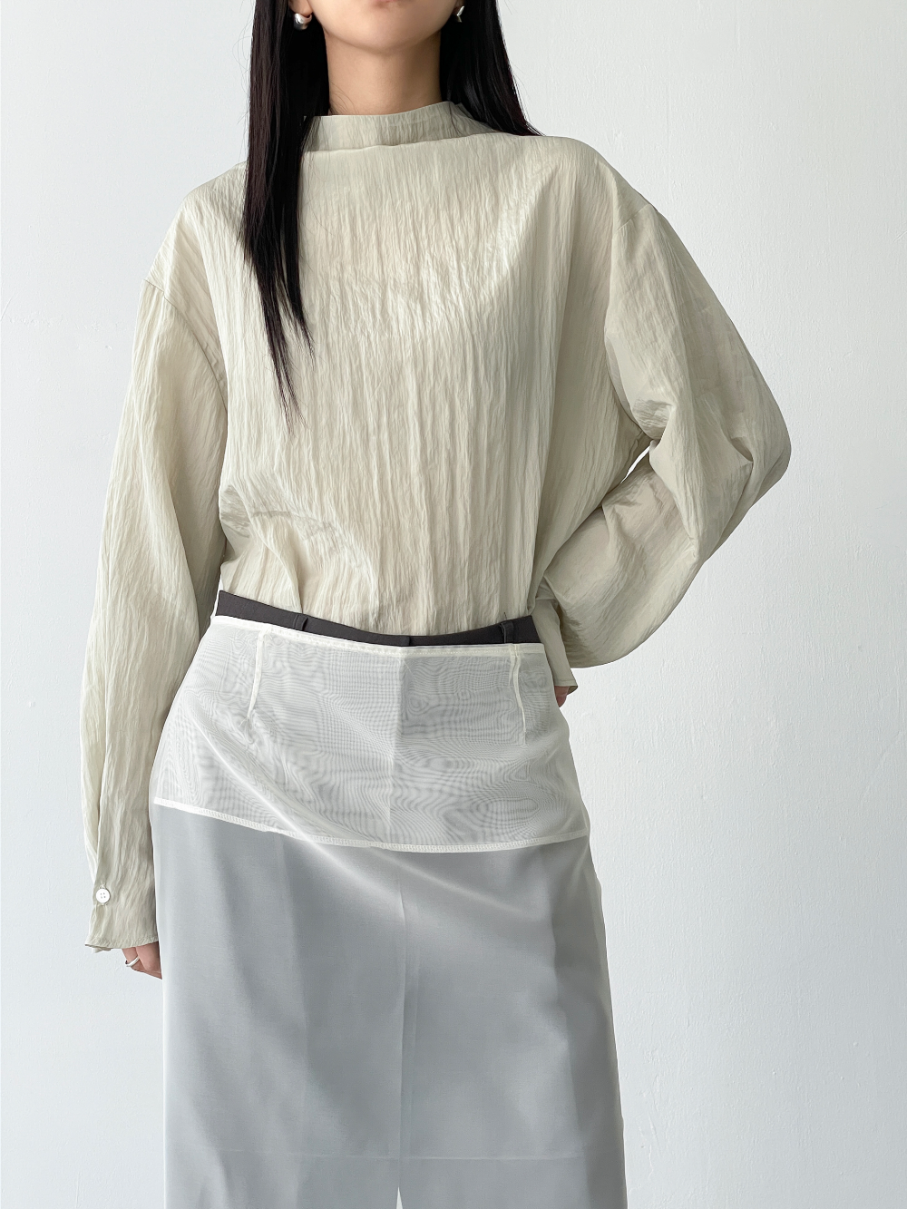 shine wrinkled blouse (2color)