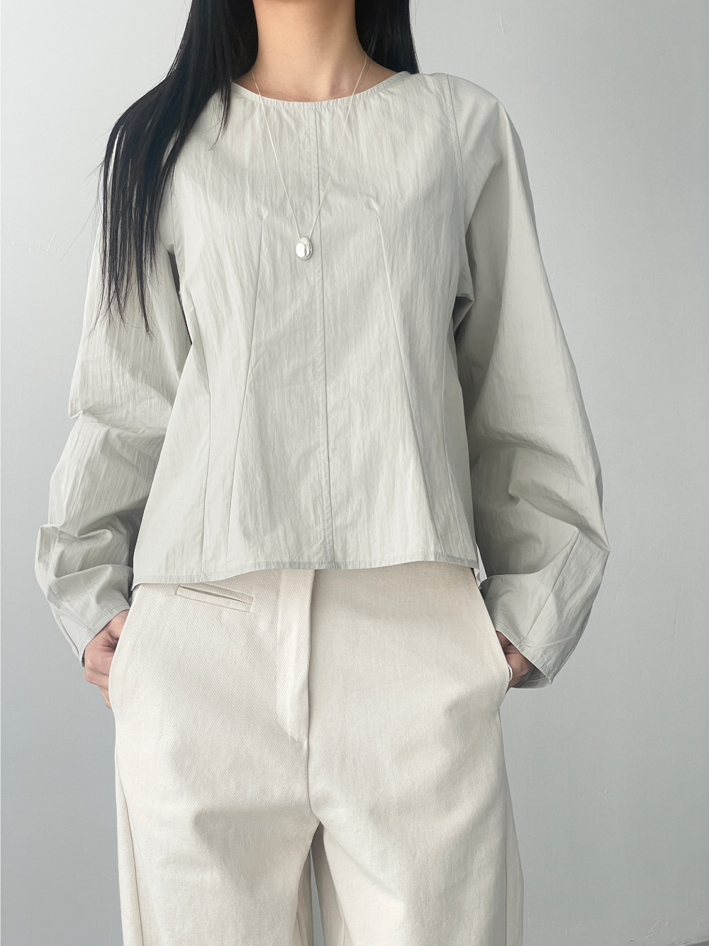 line cotton blouse (3color)