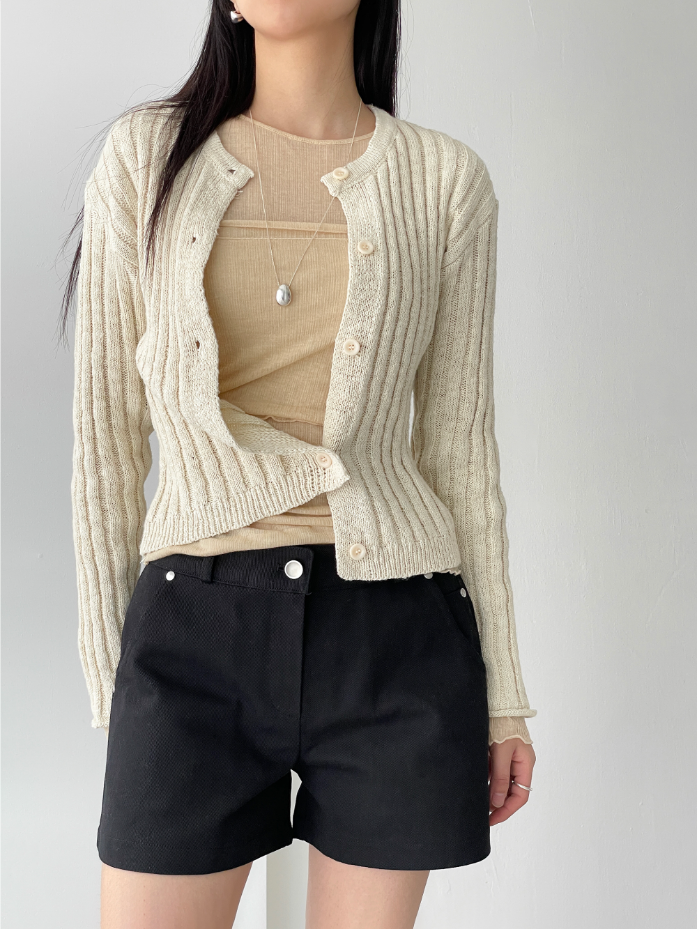 cotton knit cardigan (3color)