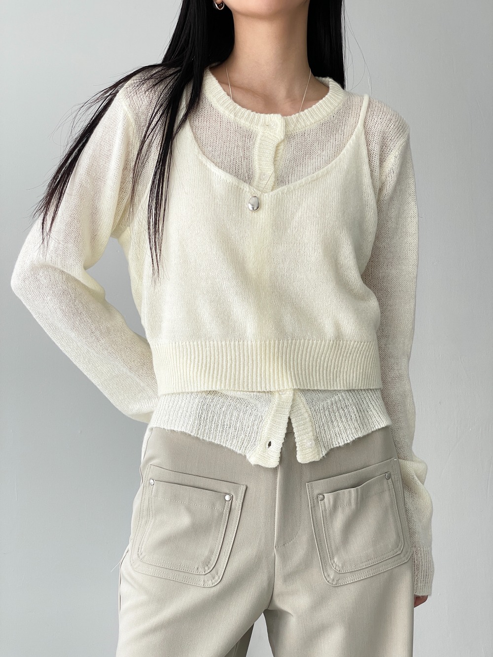 knit bustier cardigan set (2color)