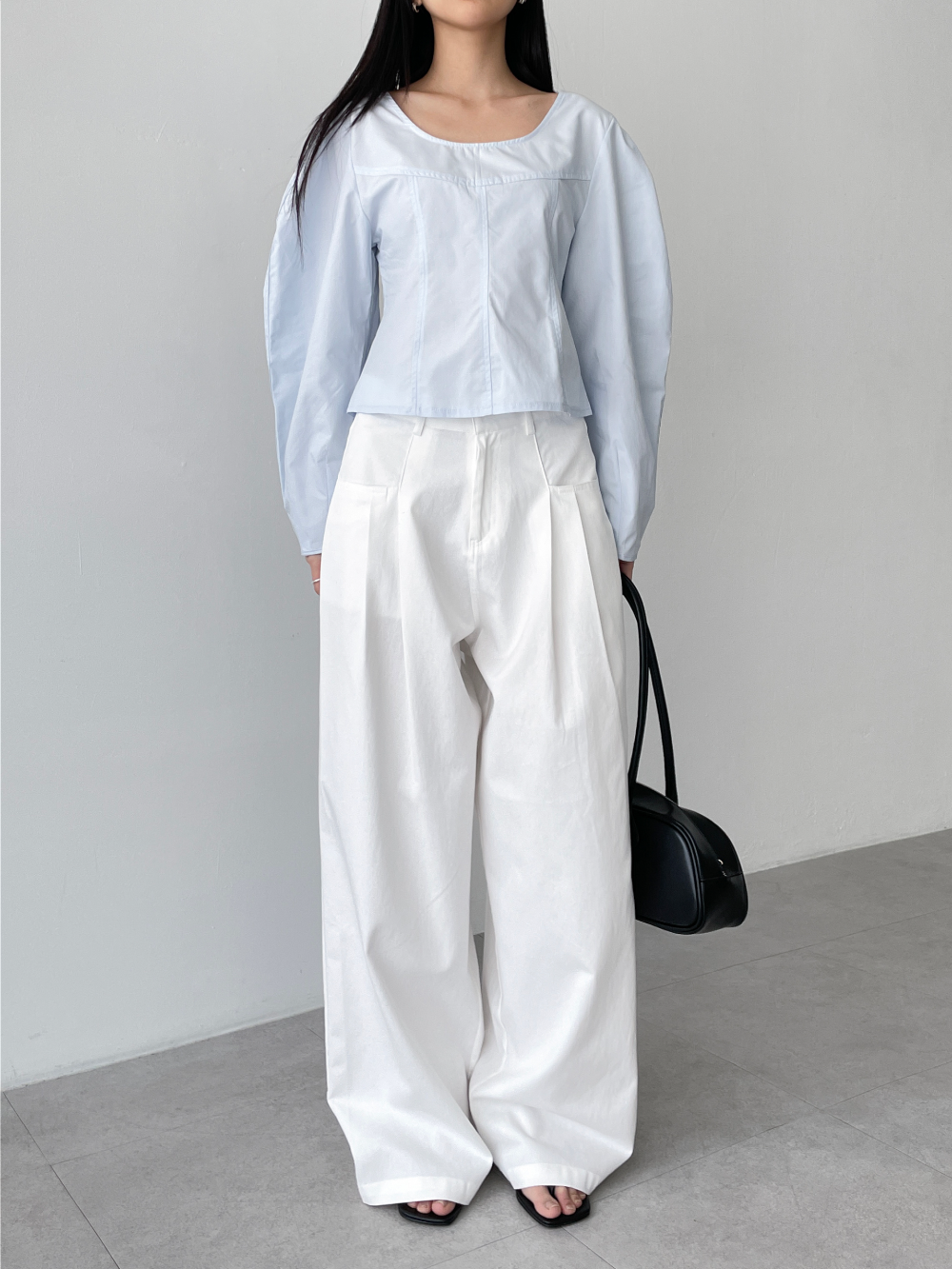 pocket pleated cotton pants (2color)
