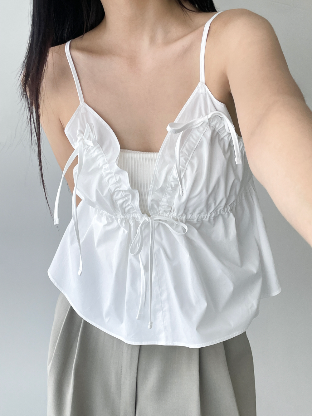 cotton ribbon blouse top (3color)