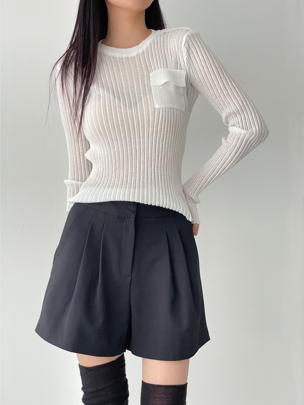 linen pocket knit (4color)